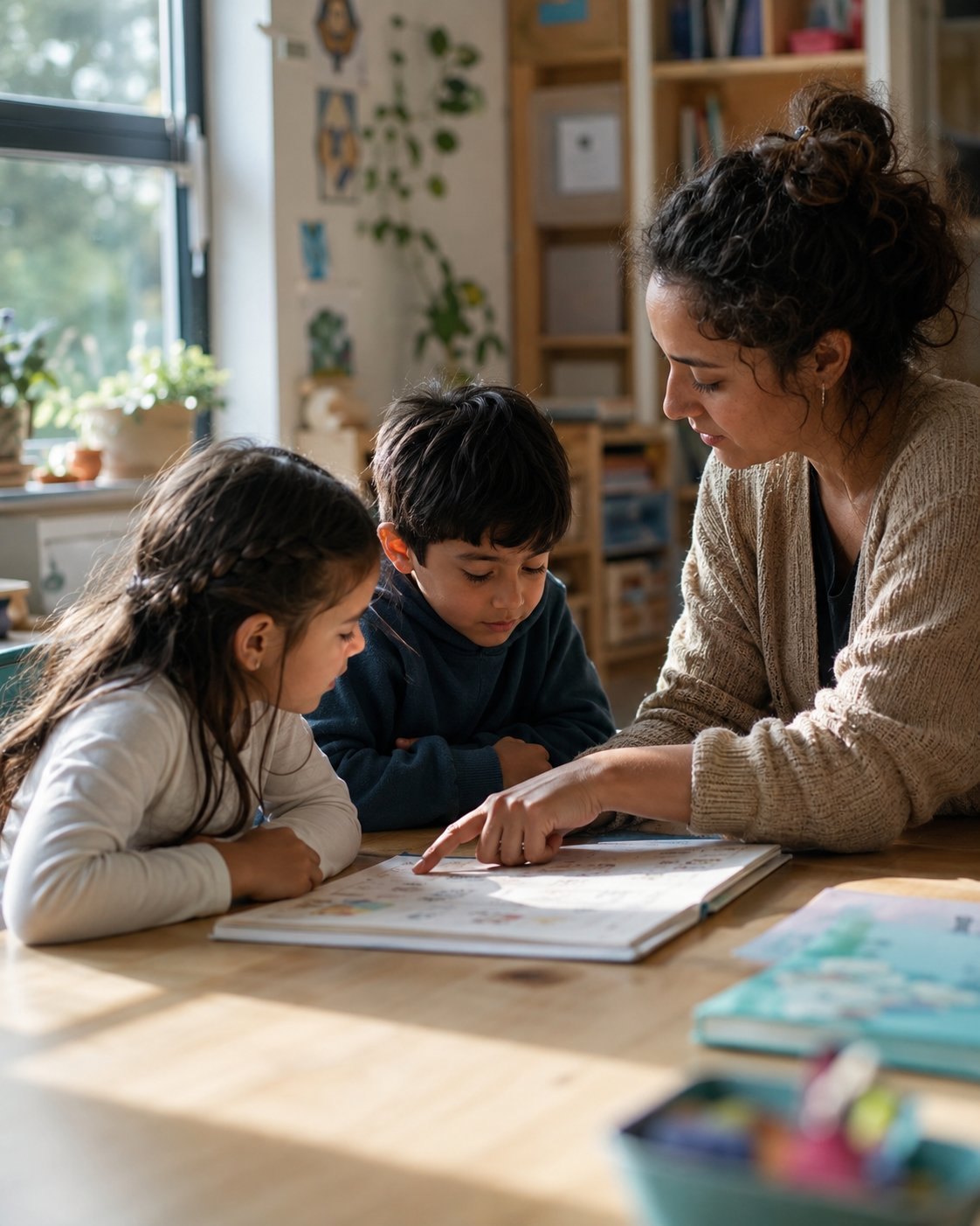 Integrationsbegleiterin unterstützt Kinder in der pädagogischen Einrichtung
