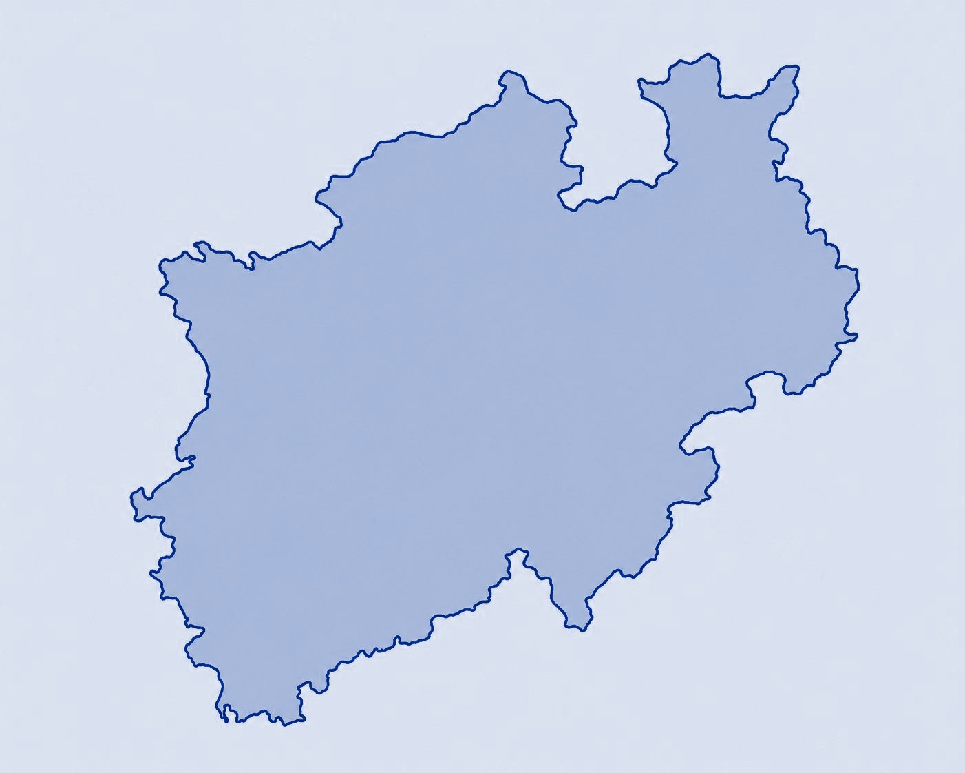 Karte von Nordrhein-Westfalen mit den 13 Schulungsstandorten. Alle Standorte stehen als Liste unter der Karte.